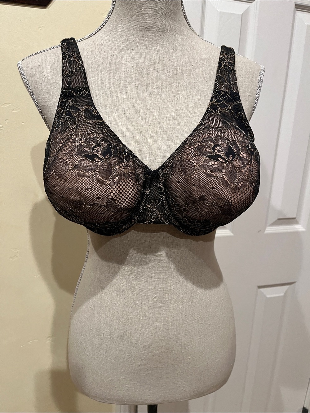 Cacique Black Floral Lace Underwire Bra